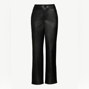 Scoop Relaxed High Rise 90s Straight Vegan Leather Pant, Black, Sz S (4-6), NWT